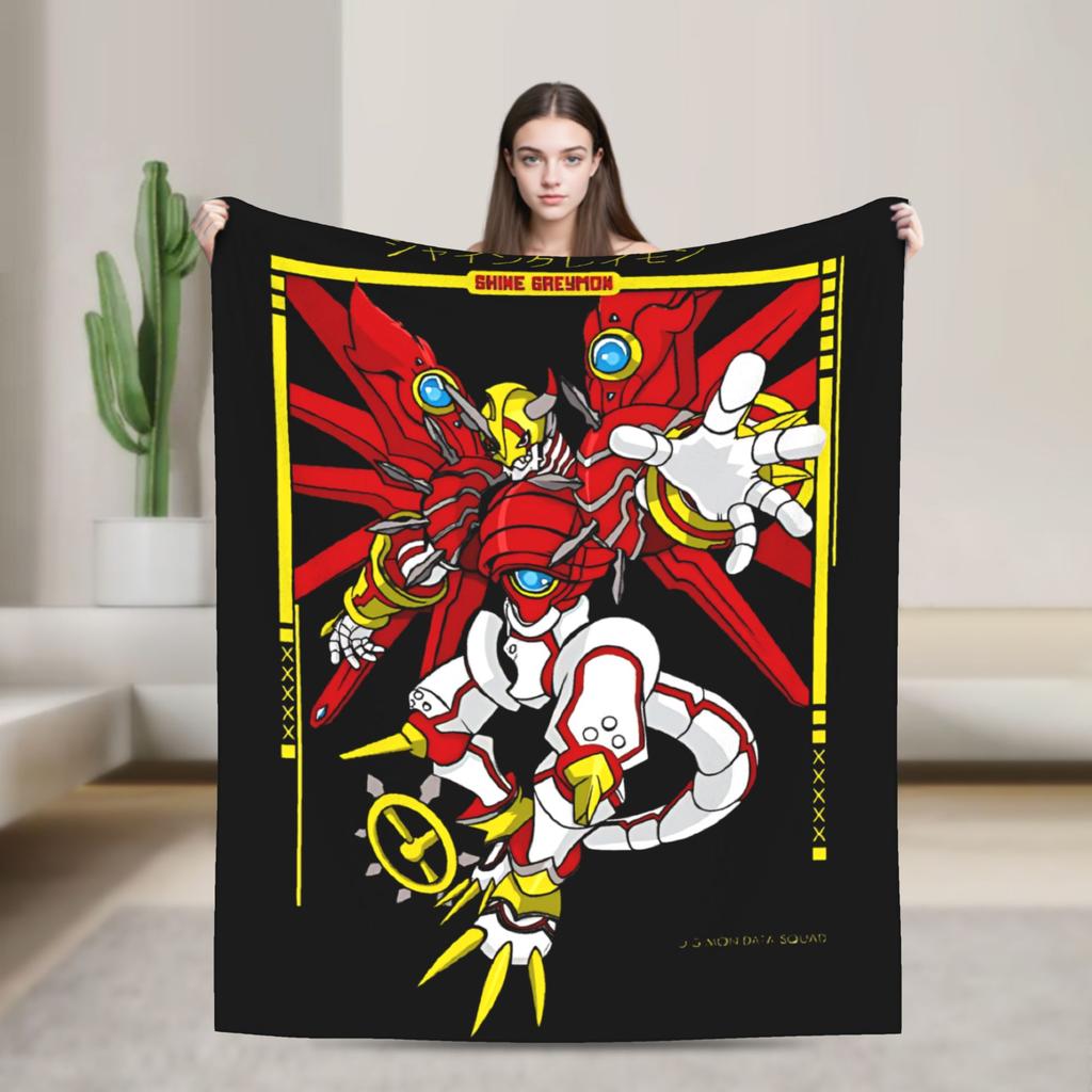 Jyarimon Gigimon Guilmon Growlmon Evolution Knitted Blankets Digimon  Wool Throw Blankets Summer Bedspreads