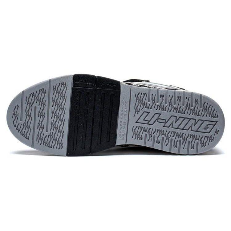 Li Ning Wave Golden Abrasion Resistant Breathable Low top Skateboard Shoes Women's Black White AECS074-8