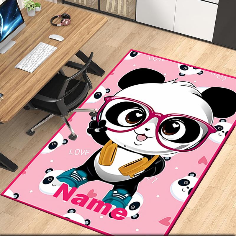 Custom Name Luluca Panda Printed Carpet, for Office Chair Living Room Bedroom Kitchen Room Decor Gifts.