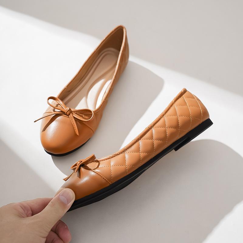 Fashion 41-43 Big Size Bowtie flat shoes woman round toe crystal glitter slip on loafers soft bottom bow ballet flats ladies OL shoes