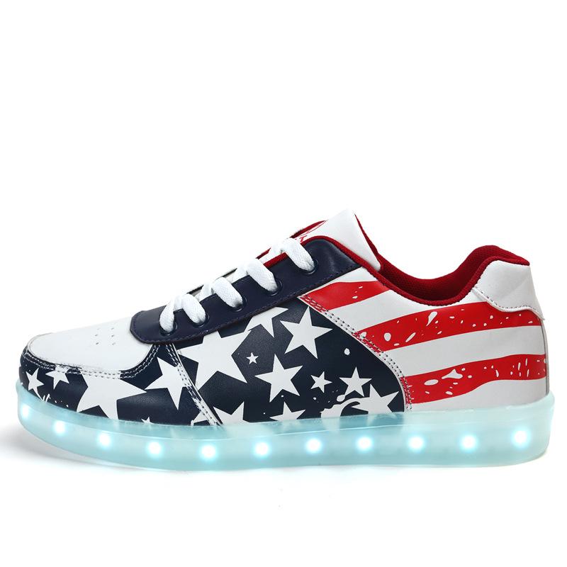 

Unisex LED Flag Light-Up Low-Top Sneakers: Casual, Skate, Running Shoes with USB Charging. 41 синий