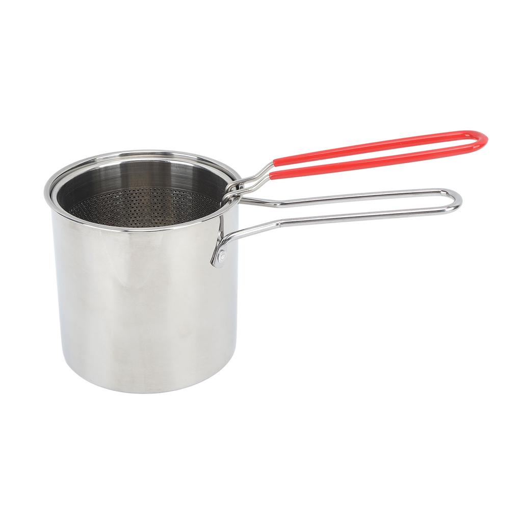 Small Deep Fryer Pot Stainless Steel Olecranon Type Diversion Japanese Style Oil Saving Small Port for Kitchen 3 Piece