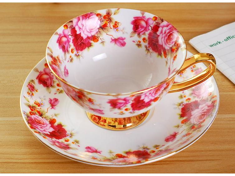 Zlacená evropská kostní porcelánová kávová a čajová sada s podšálkem