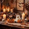 Halloween Desktop Bastelarbeiten Hochlandrind Figur, Kürbis Geist Statue, Bauernhaus Dekoratives Feiertags Saisonale Artikel Herbst Tischdekor für Etagen Tablett