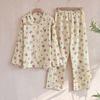 Womens Cotton Pajama Set Cartoon Long Sleeve Pants Loungewear