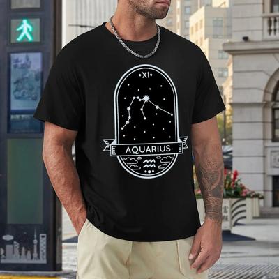 Crewneck Aquarius Twelve Constellation (2) T-shirt  Motion Top Tee Novelty Humor Graphic Home Eur Size
