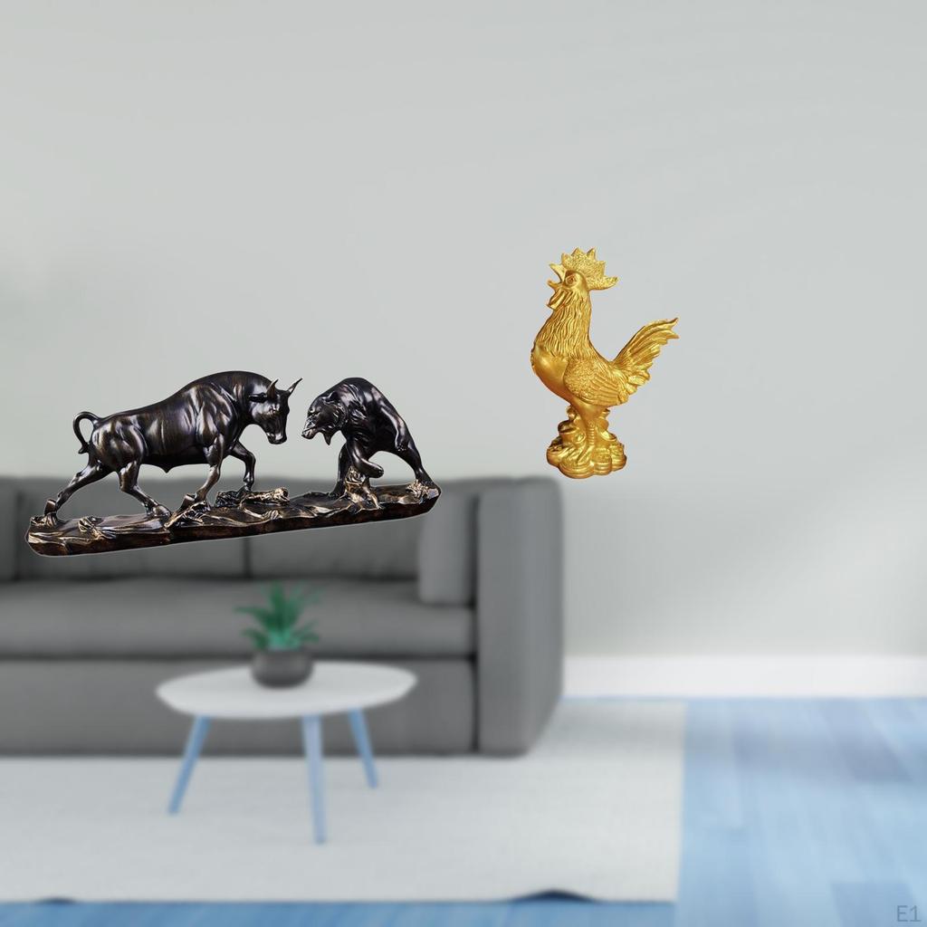 Modern Feng Shui Animal Sculptures for Desk And Home Decorations Unique Cow Cattle Chicken Figurine