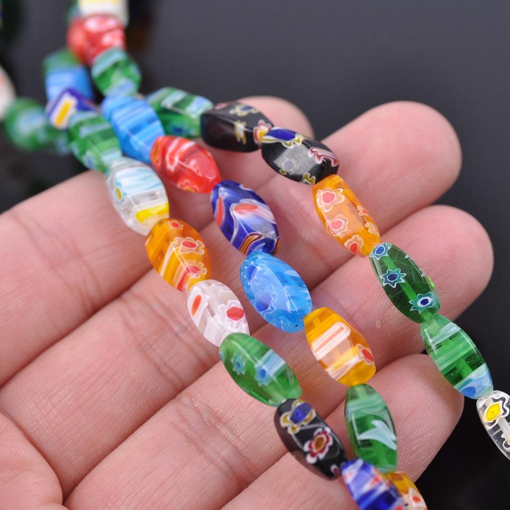 20pcs 6x12mm / 8x12mmTube Shape Mixed Flower Patterns Millefiori Glass Loose Crafts Beads Lot for DIY Jewelry Making Accessories Findings