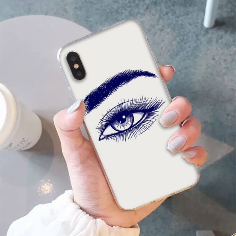 Eyelash pattern And Eyebrow Drawing Phone Case for iphone 13 8 7 6 6S Plus X 5S SE 2020 XR 11 12 mini pro XS MAX
