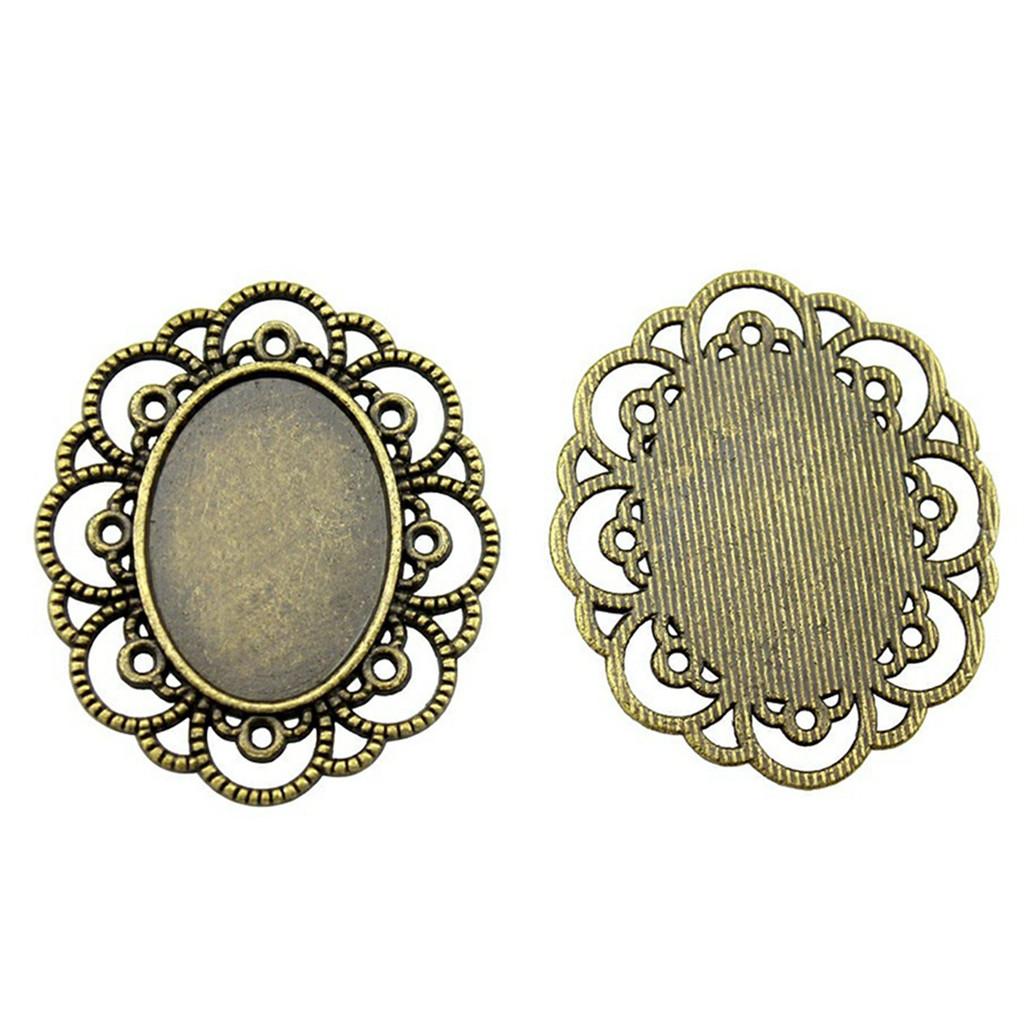 Accessories Parts Fit 18x25mm Oval Glass Cabochon Base Tray Bezel Wedding Jewelry Findings QA039