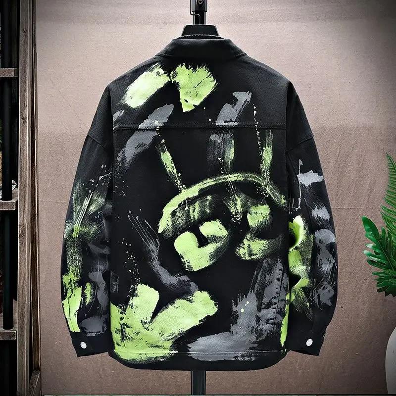 Hip Hop Black Male Jean Coats Men's Denim Jacket Wite Autumn Outerwear Menswear