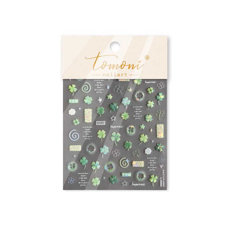 Tomoni Shell Light Lucky Four-Leaf Clover Nail Art Stickers - Fresh Style Decorative Nail Stickers