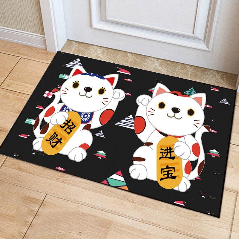 Fortune Cat Floor Mat Living Room Carpet Decor Kitchen Bedroom Doormat  Footpad