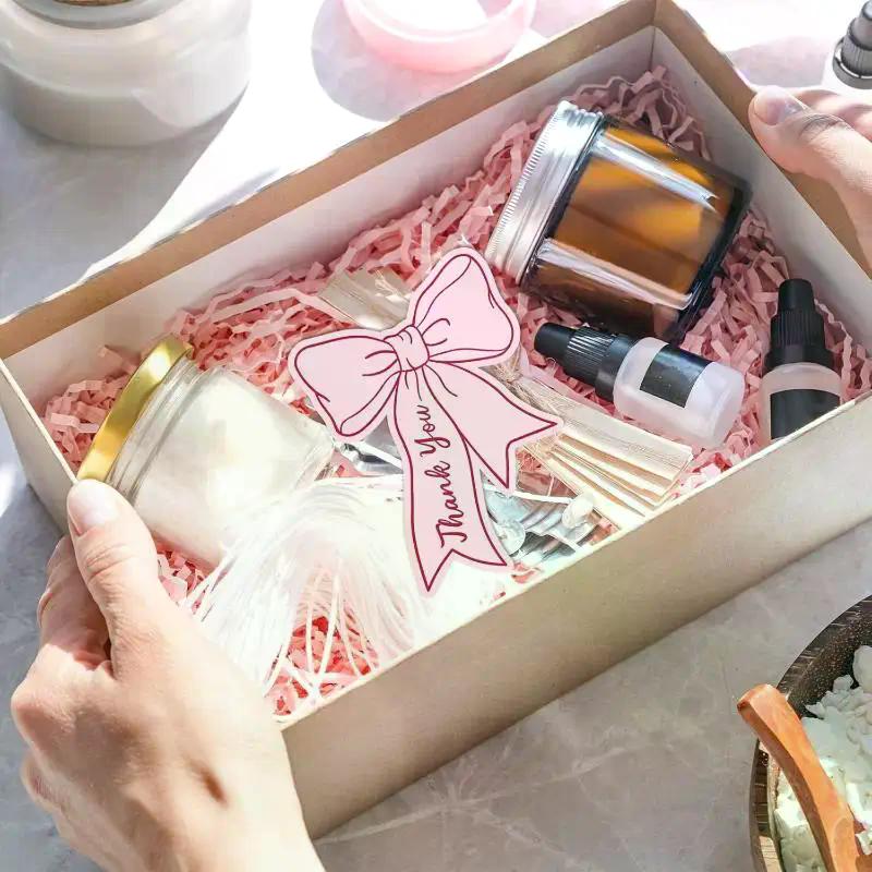 50pcs Bow DIY Handwritten Family Party Gift Card Child Birthday Gift Card Restaurant Business Mini Thank You Card