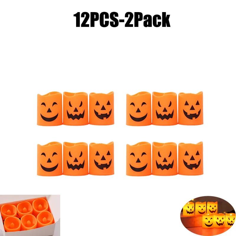 24pcs Electronic Candle Safe Flameless Battery Operated LED Tealight Candles Halloween Atmosphere Lights