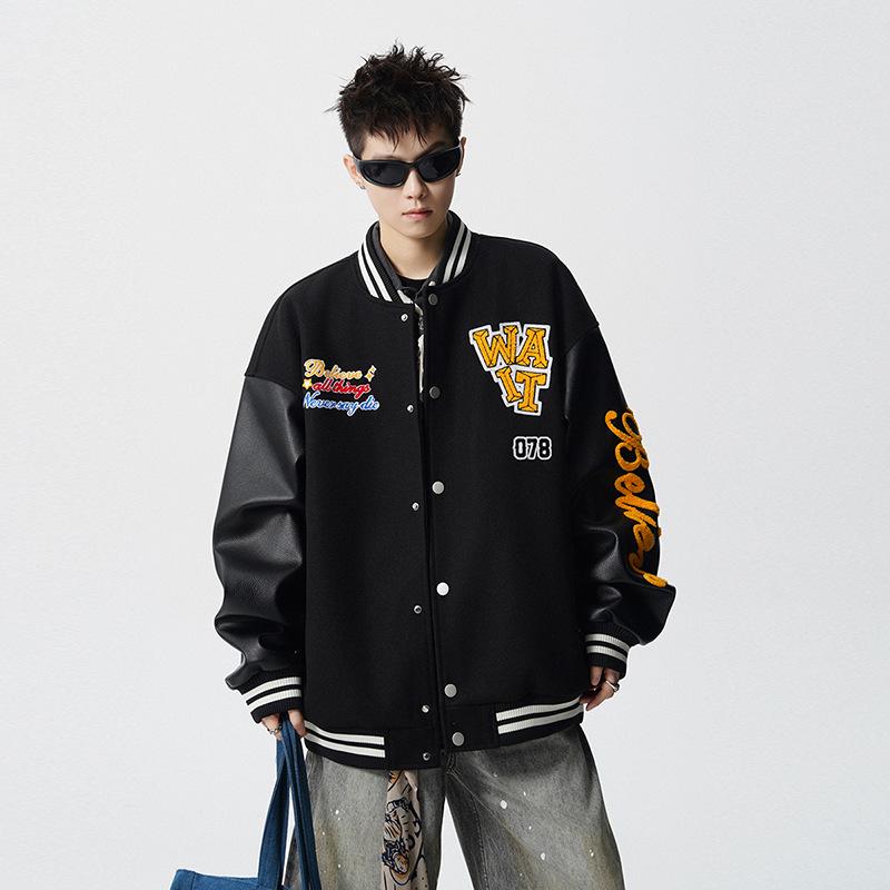 Mint Cat 2025 Spring Retro Couple Embroidered Baseball Jacket