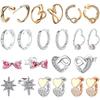 925 Silver Cute Earring Set Heart Lock Caterpillar Giraffe Flamingo Star Fit Fashion Jewelry for Women Daily Accessory