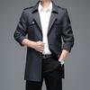 Spring and Autumn New Men's Trench Coat Medium and Long Korean Version Slim Trench Coat Jacket Double-breasted Suit Collar Trench Coat Men's Coat