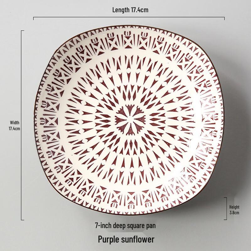DeRuiEn Nordischer Stil Keramik Tiefer Quadratischer Speiseteller