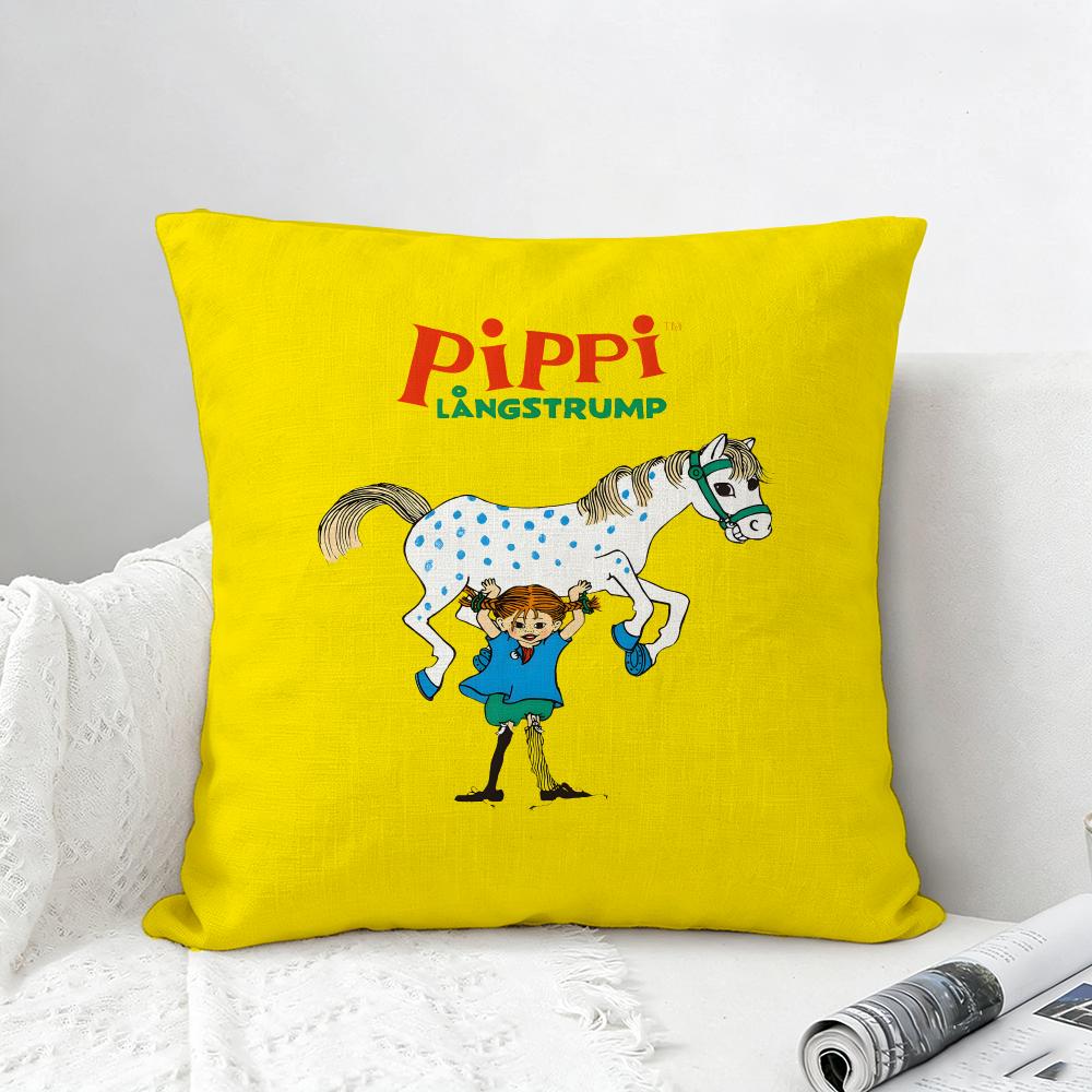 Book Pippi Longstocking Cushion Cover Natural Linen Pillowcase Set AllinOne Decor for Sofa Bedroom Chair