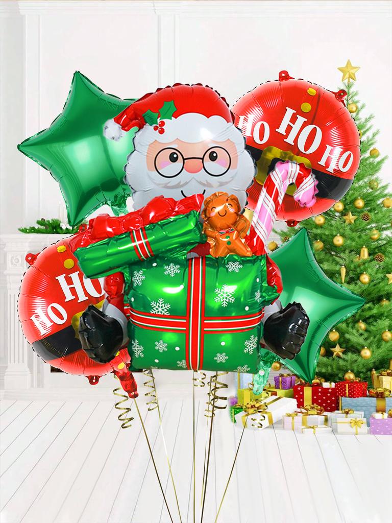 5pcs Christmas Decoration Balloons Set, Suitable for Christmas Party Decorations, New Year Decorations, Holiday Decorations