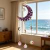 Colorful Crystal Suncatcher, Hanging Sun Catcher for Windows, Moon Shape Healing Crystal Decor for Home, Crystals Prism Rainbow Maker, Gift for