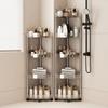 Stainless steel Rack Multi-Layer Transparent Bathroom Shelf Storage Trolley Easy-Move Corner Space-Saving for Bathroom