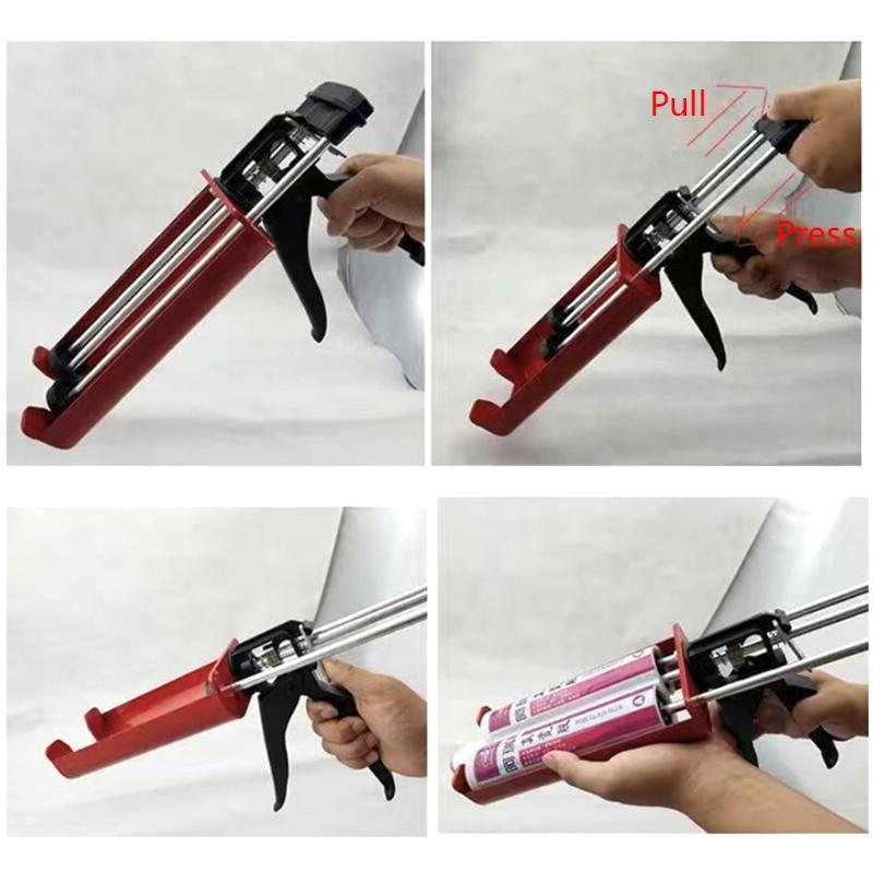 Caulking Tool Kit Silicone Handheld Caulking Gun with Multifunction Grout Scraper and Caulk Nozzle Finisher Sealant
