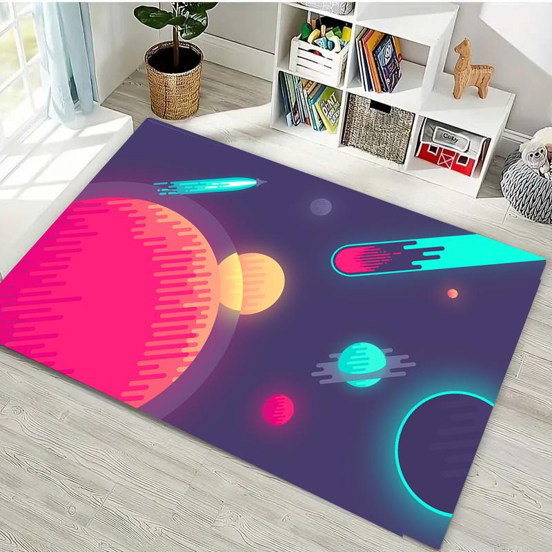 Modern Cartoon Space Rocket Carpet For Living Room Decoration Rug Porch  kids Bedroom Sofa Table Non-slip Floor Mat Home Doormat