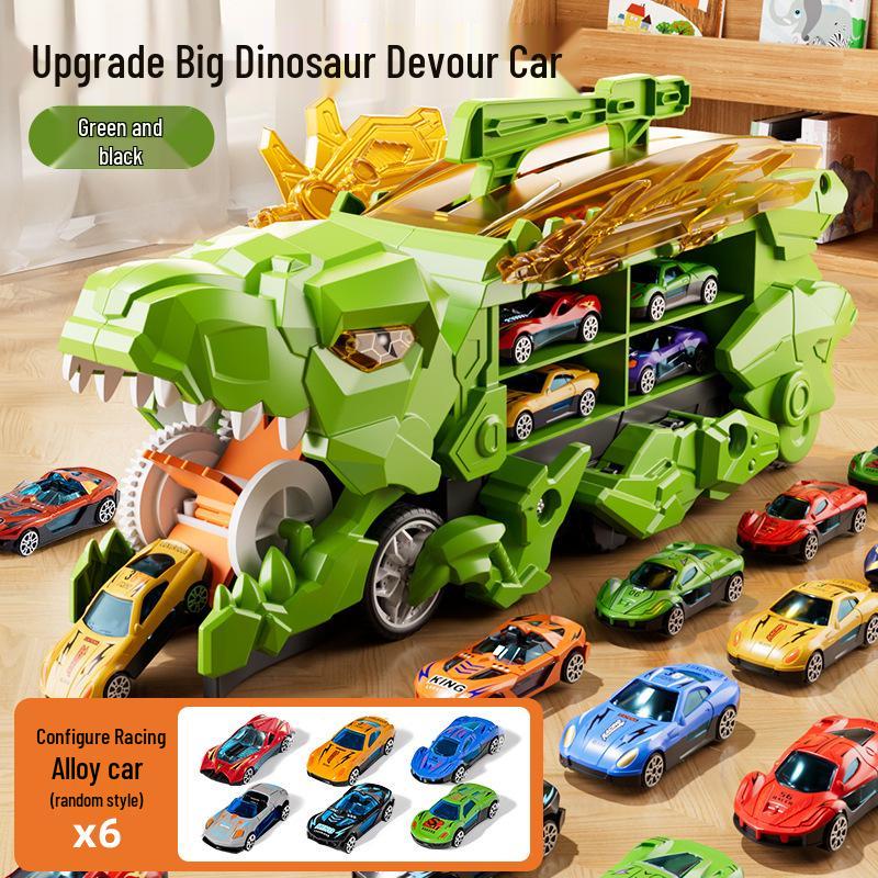 Dinosaur-Themed Folding Ejection Track Set: Children's Educational Alloy Car Toy