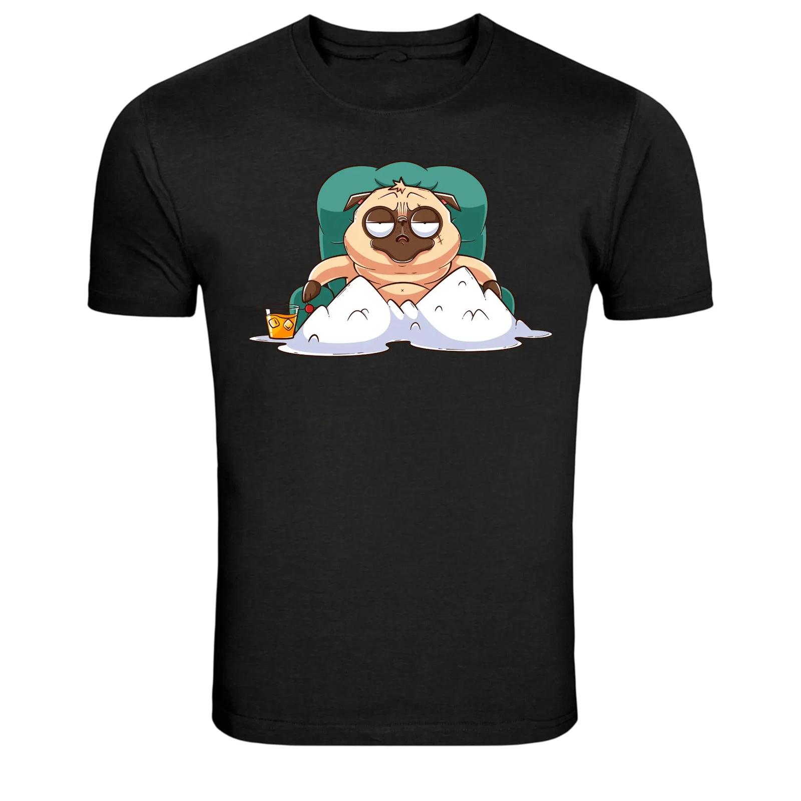 

Lazy Pug Relaxing With Drink Graphic T-Shirt S