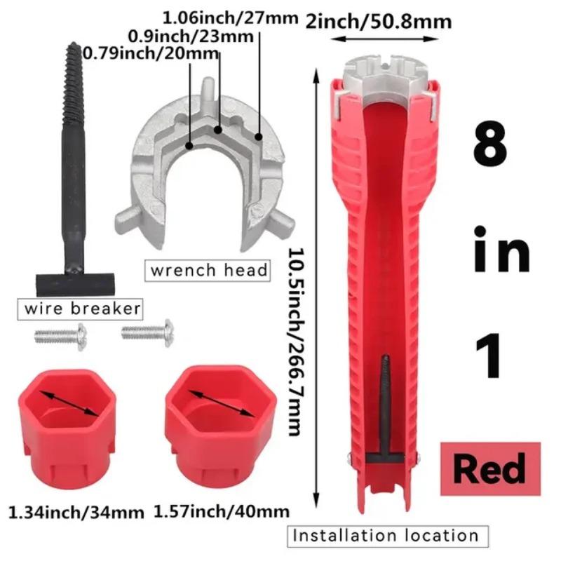 Hot Sale 8 In 1 Sink Faucet Wrench Repair Tool Non-Slip Kitchen Bathroom Faucet Assembly Key Plumbing Installation Wrench