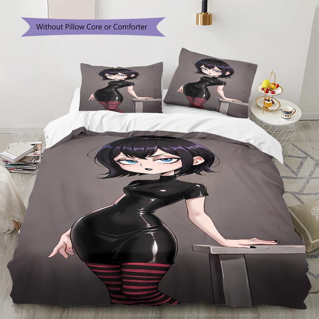 Hotel Transylvania Mavis Dracula Pattern Bedding,Quilt Set Quilt Cover Pillowcase Home Birthday Gift (1 * duvet cover + 2 * pillowcase, without core)
