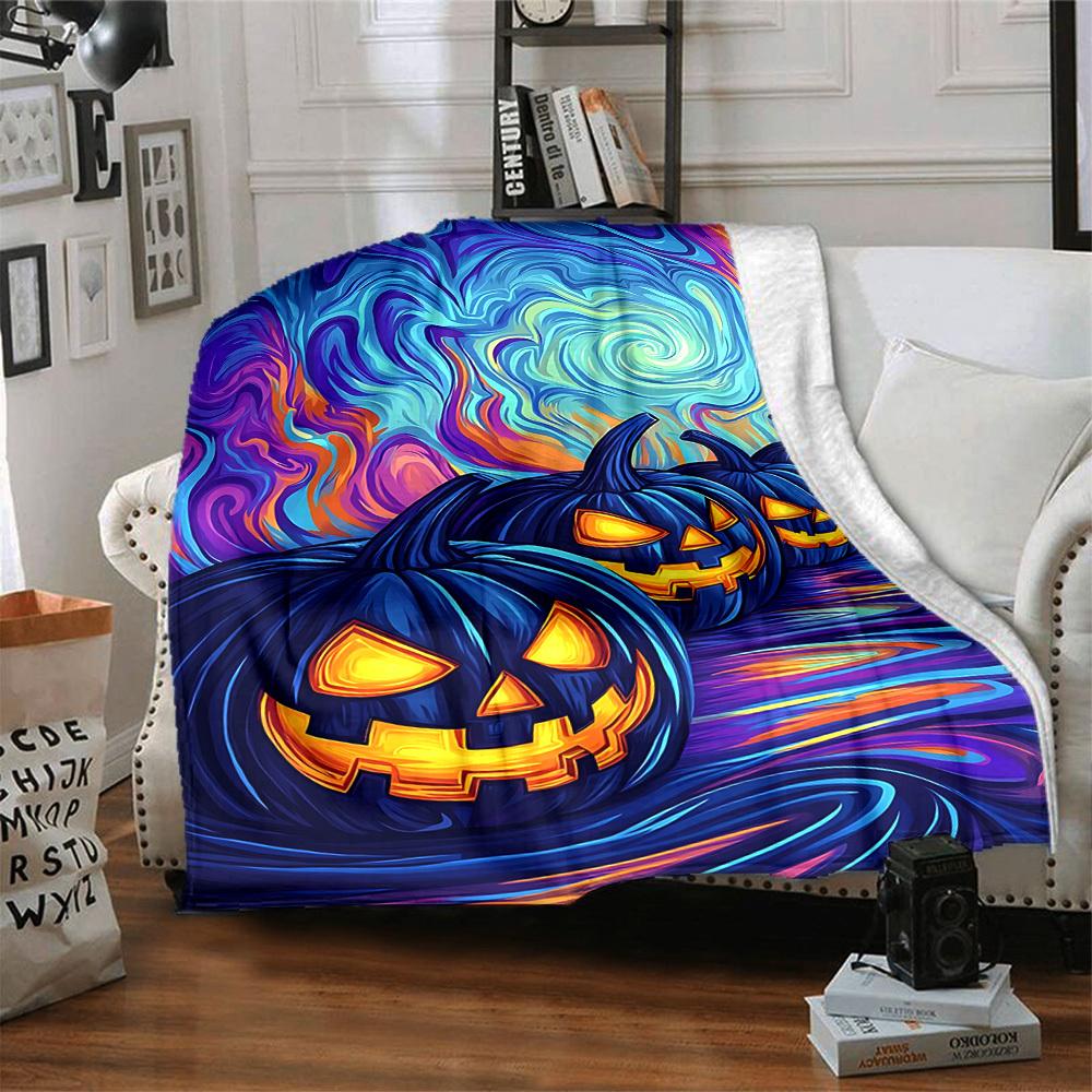 1 Stück Halloween Kürbisse Decke Leichte Flanelldecke Überwurfdecke für Sofa, Bett, Reisen, Camping, Wohnzimmer, Büro yy251015170