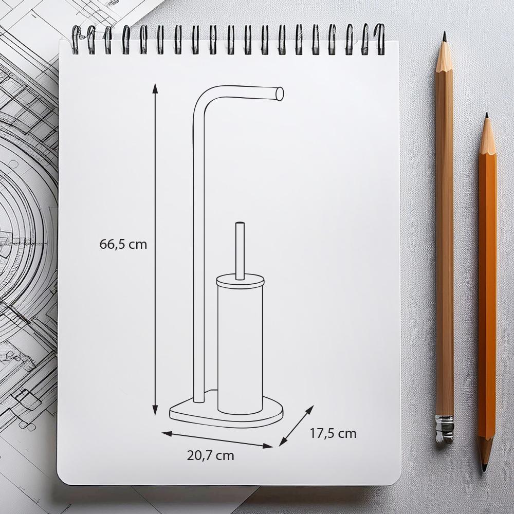 Toilet paper and toilet brush stand AWD INTERIOR 1981 silver stainless steel