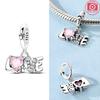 Pink Animal Bow Cat Pendant Bead Component Stars Hearts Ladybug Authentic Original Copper Metal Bead Component Compatible With Women Bracelet High