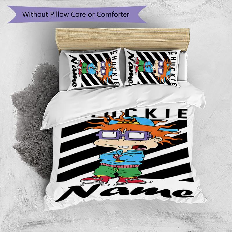 3pcs Custom Name Rugrats Bedding Set Duvet Cover Closure Includes 1 Duvet Cover & 2 Pillowcases for All Seasons Bedroom Decor