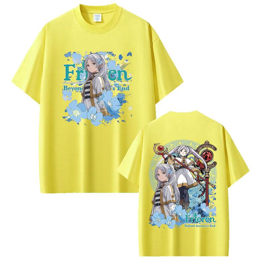 Anime Frieren Beyond Journeys End Frieren Graphic T Shirt Men Women Clothing Summer High Quality Cotton Short Sleeve Tshirt