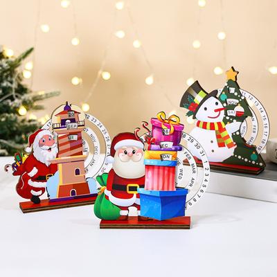 Calendrier de l'Avent Compte à Rebours de Noël, Ornement de Calendrier de Table en Bois Rotatif, Panneau Joyeux Noël, Décorations de Noël Pièce Maîtresse Pour Table de Maison