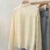 Small Stand-up Collar Lace Base Shirt for Women Long Sleeves New Autumn and Winter Ruffle Crochet Top