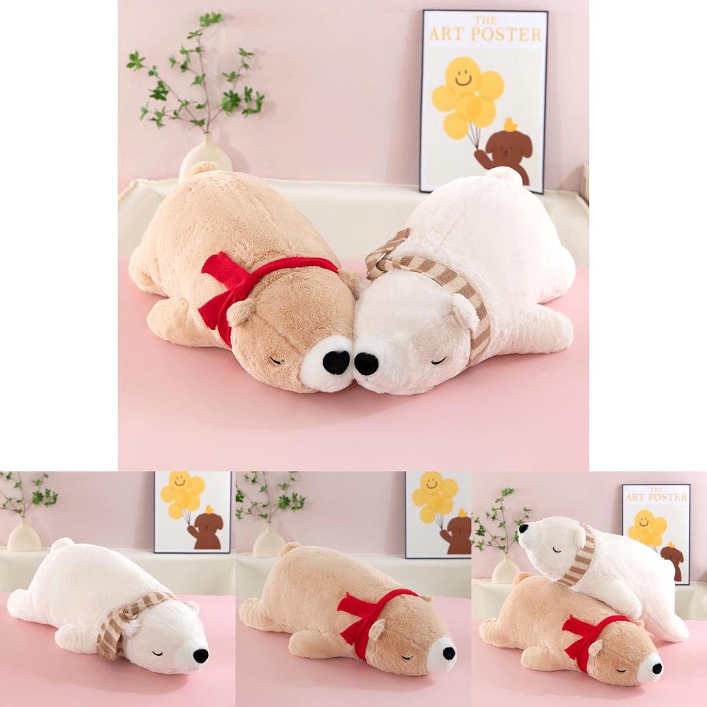 Plush Polar Bear Pillow With Scarf For Kids Kids Bedtime Companion Fun Soft Toy