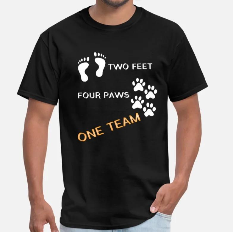 

Two Feet Four Paws One Team. Unique Dog Owner Gift T-Shirt 100% Cotton O-Neck Summer Short Sleeve Casual Mens T-shirt Size S-... S разноцветный