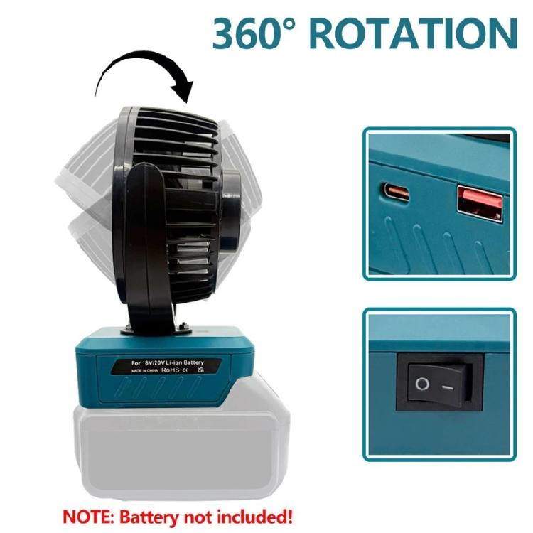 High Efficiency 18W 18V Lithium Batteries Fan For BL1815,BL1830,BL1840,BL1845,BL1860 Battery Tool Cooling Fan for Travel