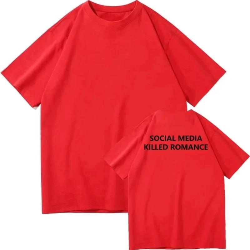 High Quality Vintage Sand Cotton T Shirts Unisex Y2k Tshirt Social Media Killed RoUnisexce T Shirt Aesthetic Letter Print TShirt