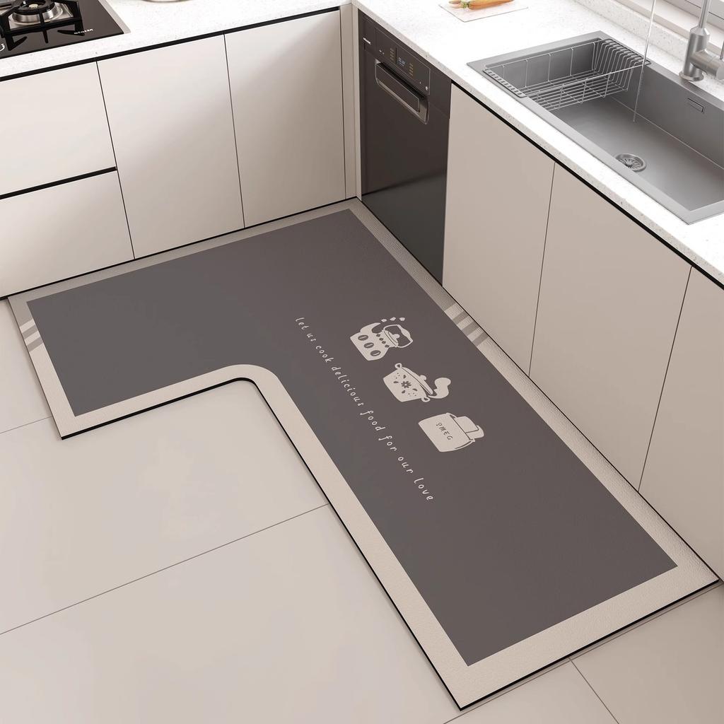 L-shaped Diatom Mud Easy To Clean Foot Pad High-quality Dirt-resistant Anti-slip Pad Household Water-absorbent Oil-absorbent Floor Mat