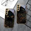 Fantastic Black Cat For Samsung Galaxy S20 FE S21 S22 S23 Plus S24 Ultra S25Ultra S21+ S9+ S22Plus Golden Glass Phone Case