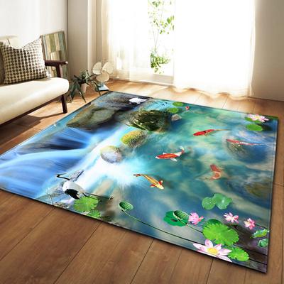 Lotus Goldfish 3D Carpets Living Room Area Rug Outer Space Planet Bedroom Rug Children Play Mat Coffee Table Carpet Floor Mat