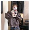 Maillard Retro Leather Jacket Fleece Thickened Short Lamb Wool Jacket Women's Winter New Loose Motorcycle Jacket