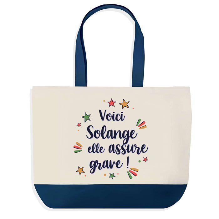 Sac shopping - PLANETEE - Solange elle assure grave - fond bleu - coton - 40 x 45 cm