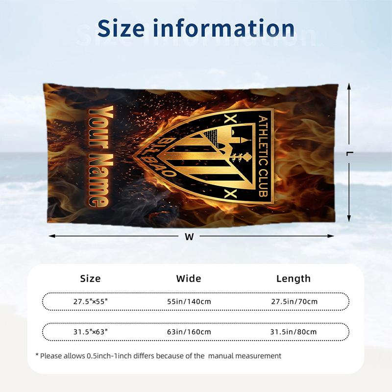 Toalla de Playa Estampado Athletic Bilbao FC Nombre Personalizado Texto Toalla Suave para Piscina